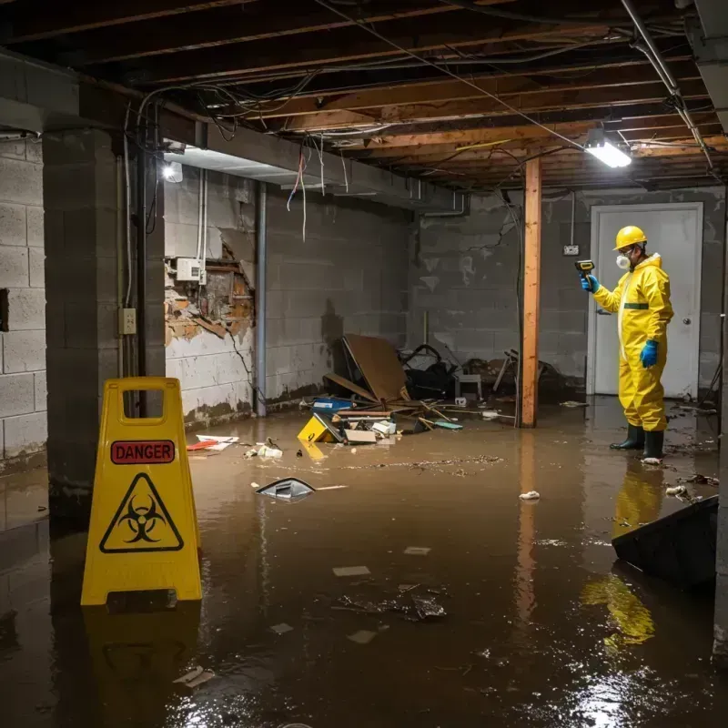 Flooded Basement Electrical Hazard in Aledo, IL Property